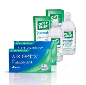 Air Optix Plus Hydraglyde Astigmatism cx 6 x 2 + Pure Moist 300ml x 2