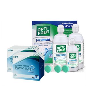 Pure Vision 2HD 6 x 2 + Opti-free Pure Moist 300ml x 2 + 90 ml