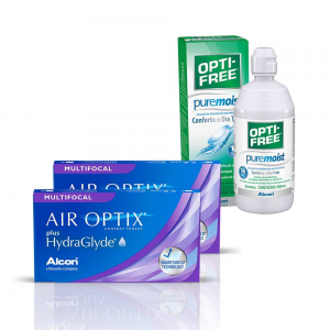 Air Optix Plus Hydraglyde Multifocal cx 3 x 2 + Pure Moist 300ml