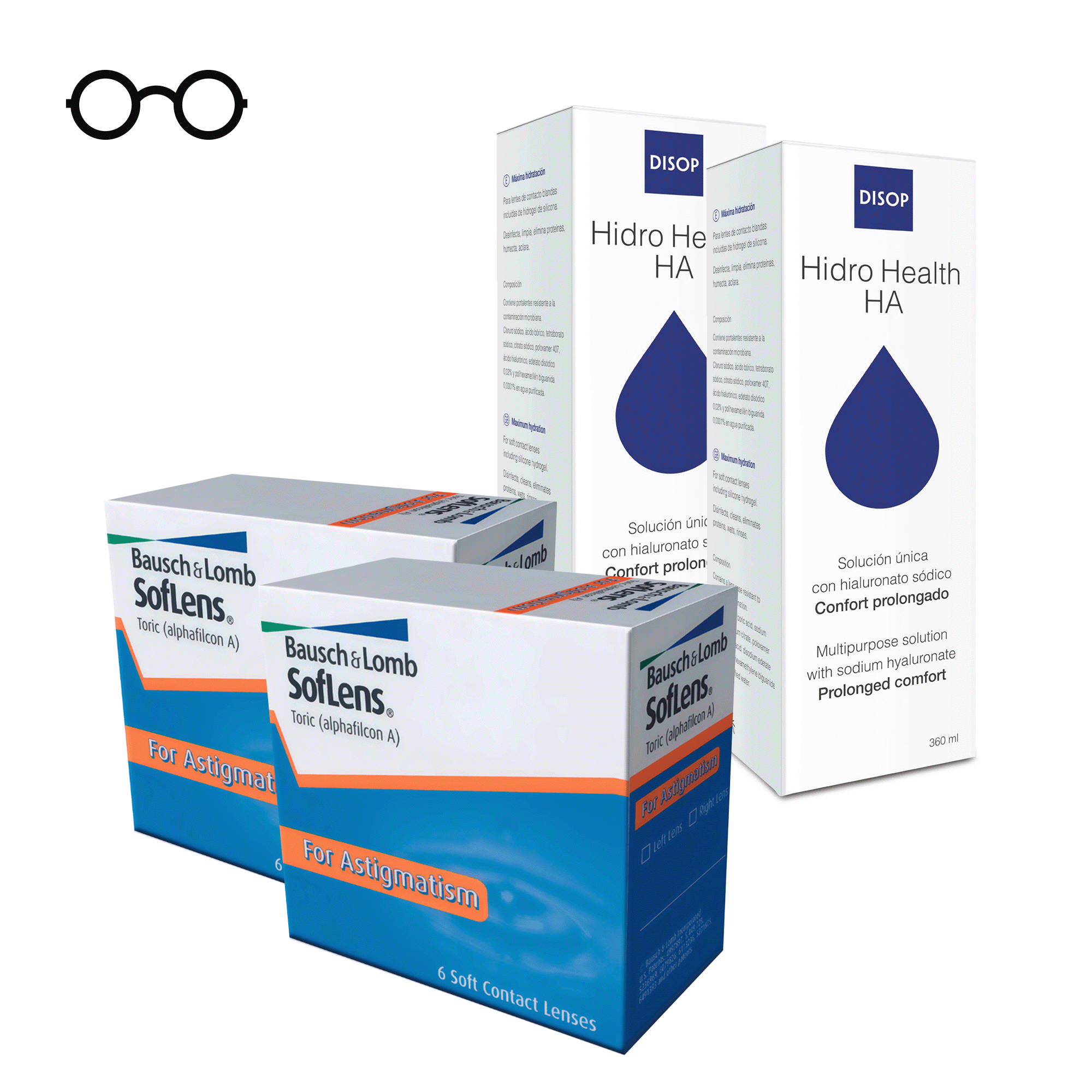 Soflens Toric 6x2 + Hidro Health HA 360ml x2